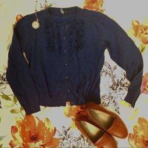 Blue Ruffle Cardigan